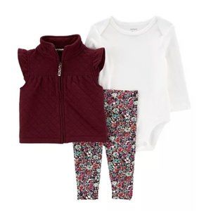 BABY CARTERS 3 PIECE DOUBLEKNIT VEST SET SIZE 6M  #K72